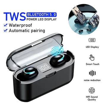 TWS Bluetooth Slušalke Z Brezplačno polje IPX7 Nepremočljiva Šport Stereo Gaming Slušalke Brezžične Slušalke Bluetooth blue zob 5.0