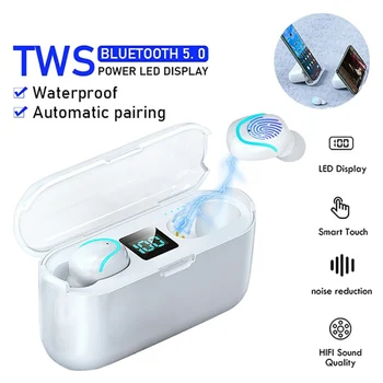 TWS Bluetooth Slušalke Z Brezplačno polje IPX7 Nepremočljiva Šport Stereo Gaming Slušalke Brezžične Slušalke Bluetooth blue zob 5.0