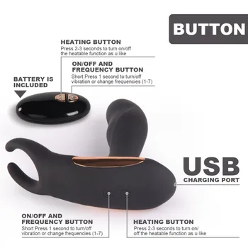 Novi Daljinski upravljalnik Prostate Massager USB Polnjenje Strapon za Moški Analni Vibrator Sex Igrače za Male Ogrevanje Analni Čepi Izdelki