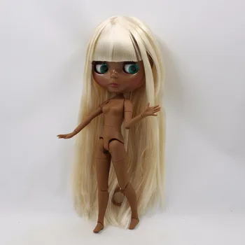 LEDENO DBS Blyth lutka super črno kožo naravnost belo blond lasje skupni organ 1/6 bjd 30 cm igrača BL6025