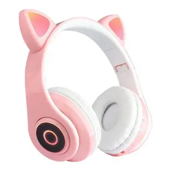 Luštna Mačka slušalke bluetooth brezžične Z LED Muisc Stereo Slušalke Z Mikrofonom Otrok, Hči ročaji očal Slušalke Darilo