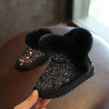 Dojenčka velik bombaž sneg škornji 2020 zimske otroške lase v cevi bleščica princesa pravega usnja bombaž čevlji