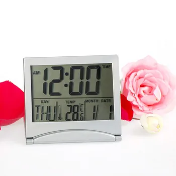 Alarm Koledar Prikaz datuma, časa, temperature, Zložljiv mini Desk Termometer kritje Digitalni LCD Timer odštevanje časa