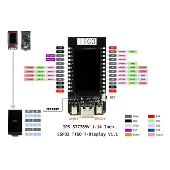 Visoka kakovost TTGO T-Prikaz ESP32 WiFi E Bluetooth Modul Razvoj Odbor Par Arduino 1.14 Polegada LCD