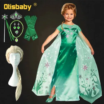 Božič Elsa Obleko za Deklice, Anna Obleko Gor Sneg Kraljica Pustni Kostum Zelena Vila Frock za Dekleta Fantasia Elza Infantil