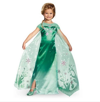 Božič Elsa Obleko za Deklice, Anna Obleko Gor Sneg Kraljica Pustni Kostum Zelena Vila Frock za Dekleta Fantasia Elza Infantil