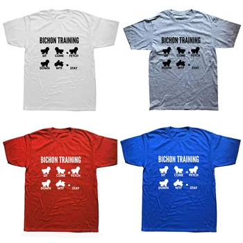 Usposabljanje Bichon Frise Triki Rojstni dan Smešno Unisex Grafični Modi Nove Bombaža, Kratek Rokav T Srajce O-Vratu Harajuku T-shirt