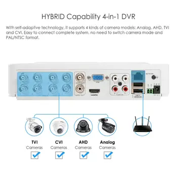 ZOSI 5MP AHD CVI CVBS TVI H. 265 CCTV Nadzora, Varnostnih kamer 8CH Video Nightvision DVR Kit Oddaljeni Pogled Na Telefon