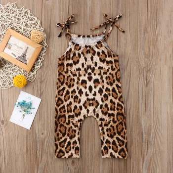 Lioraitiin Nov Modni Newborn Baby Dekleta Obleke Leopard Oklepaji Romper brez Rokavov Jumpsuit Oblačila, Obleke, Kompleti