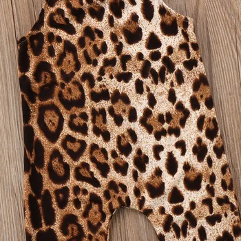Lioraitiin Nov Modni Newborn Baby Dekleta Obleke Leopard Oklepaji Romper brez Rokavov Jumpsuit Oblačila, Obleke, Kompleti