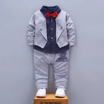 BibiCola Baby Fantje clothings Določa Pomlad Formalno Lok kravato vrhovi+ hlače 2pcs Obleke Malčke boys obleke, Poročna Obleka, obleke