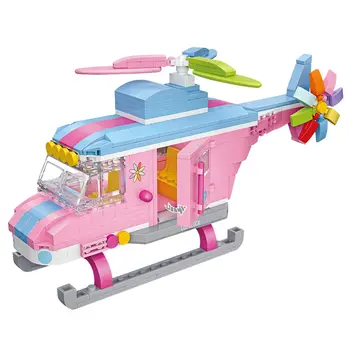 LOŠKI Mini gradniki Roza Helikopter, Letalo Assemable Otroci Izobraževalne Igrače za Otroke Ustvarjalca Tehnika Dekle Igrati Hiša