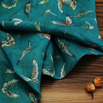 Visoko kakovostni metulj ramije tiskane bombažne tkanine Poročno Obleko Til Krilo Material preje za krpanje kumas telas por metrih