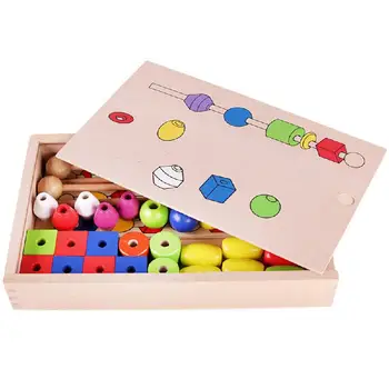 Lesene Montessori Beaded Polje Strokovno Učno Pomoč, Barvo In Obliko Kognitivnega Učenja Roko oči Usklajevanja otroška Igrača