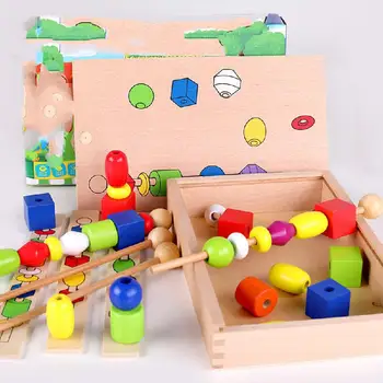 Lesene Montessori Beaded Polje Strokovno Učno Pomoč, Barvo In Obliko Kognitivnega Učenja Roko oči Usklajevanja otroška Igrača