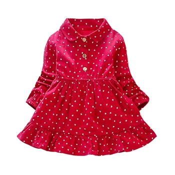 Zgostitev Bombaž 1-8Y Baby Girl Oblačenja Dolg rokav Obleke Za Dekleta Jeseni Malčka Otroci Sweet Obleke, Elegantne Cvet Natisnjeni Obleko