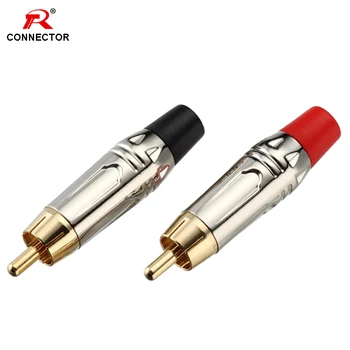 50pcs/25pairs RCA jack konektor Moški Vtičnice RCA pozlačeni adapter rdeča+črna barva
