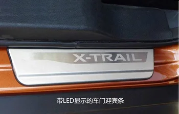 Visoko Kakovostnega Nerjavečega Jekla izvažajo ploščo, LED s svetlobo vrata polico Trim Za Nissan X-Trail,-2017 Avto Oprema Avto-styling