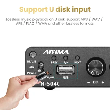 AIYIMA Bluetooth 5.0 Amplificador TPA3116D2 Hi-fi Avdio Ojačevalnik 2.0x2 4.0 Kanal 50Wx4 Domači Kino Moč Zvočniki Ojačevalniki
