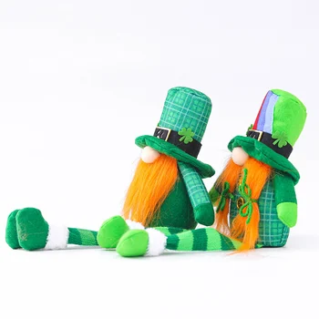 St. Patricks Day Tomte Gnome Brezosebna Lutka z Dolge Noge, Dekor srečo palček stražar svoje domove prinaša dobre sreče PP bombaž polnilo