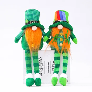 St. Patricks Day Tomte Gnome Brezosebna Lutka z Dolge Noge, Dekor srečo palček stražar svoje domove prinaša dobre sreče PP bombaž polnilo