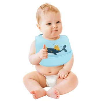 Otroška risanka silikonski bib hlače z oprsnikom silikonski sline vrečko baby jedo nepremočljiva hlače z oprsnikom risanka