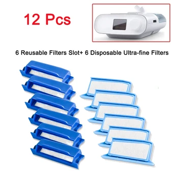 Zamenjava CPAP Filtri za Phillips Respironics Dreamstation 6 Filter za Večkratno uporabo Reže +6 Enkratno uporabo Ultra-Finih Filtrov