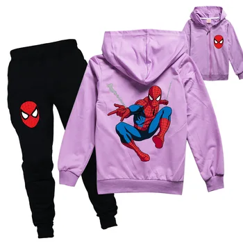 Spiderman, Disney Anime Hoodies Otroci Sweatshirts 2Pcs Nastavite Dekleta Vrhovi Fantje Oblačila, Casual Otroci Hooded Športna Oblačila