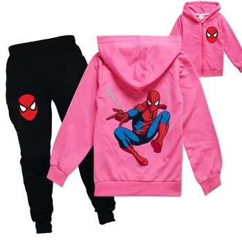Spiderman, Disney Anime Hoodies Otroci Sweatshirts 2Pcs Nastavite Dekleta Vrhovi Fantje Oblačila, Casual Otroci Hooded Športna Oblačila