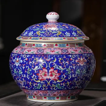 Jingdezhen Keramični Emajl Antik Jar Gospodinjski Čaj Kozarec Zaprti Shranjevanje Pribora, Pu ' er Shranjevanje Čaja Caddy S Pokrovom
