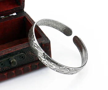 Moda 925 srebrno zapestnico, moških in žensk, da obnovite starodavne načine Tajski srebrni zmaj in feniks bangles Brezplačna dostava nakit