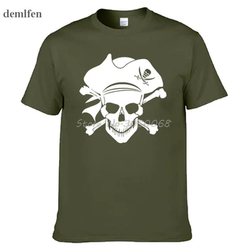 Nove Pirate Jolly Roger Piratstvo Crossbones Lobanje Print majica s kratkimi rokavi Moški Bombaža, Kratek Rokav T Shirt Moda Priložnostne Znamke Vrhovi Tees