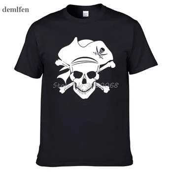 Nove Pirate Jolly Roger Piratstvo Crossbones Lobanje Print majica s kratkimi rokavi Moški Bombaža, Kratek Rokav T Shirt Moda Priložnostne Znamke Vrhovi Tees