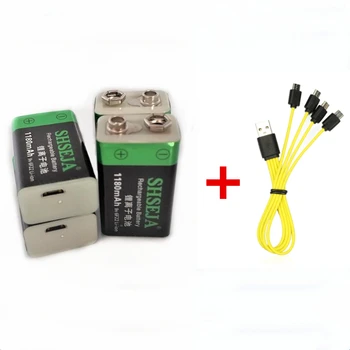 4pcs 1180mAh 9V baterija, USB, Li-ionska baterija instrument igrača baterija za ponovno polnjenje z Mikro USB kabel za polnjenje