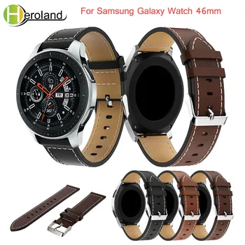 Usnje zapestje jermenčki trak zamenjava za Samsung Galaxy Watch 46mm 22 mm watch band Zapestnica usnjeni Pas trak, vroče prodaje