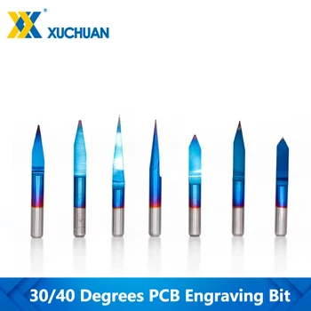 10pcs V Obliko PCB Graviranje Bitov Nano Modra Prevleka 3.175 mm Kolenom 3D Rezkanje Rezalnik 30 40 Stopinj CNC Usmerjevalnik Bitov End Mill
