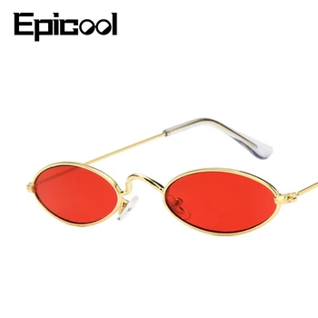 Epicool Retro Ovalne sončna Očala Ženske Majhne Zlitine Okvir sončna očala Klasičnih Pisane Ocean Leče, sončna Očala oculos