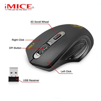Imice USB Wireless mouse 2,4 GHz Ergonomska Miši Za Laptop PC Miško 2000DPI Nastavljiv USB 3.0, Sprejemnik Optični Računalniško Miško
