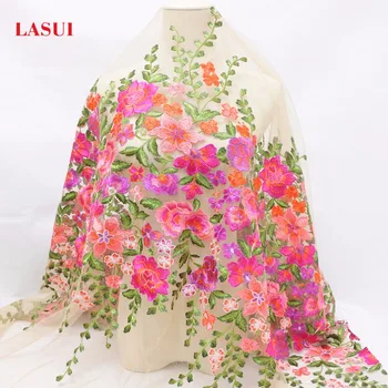 LASUI lepa 1yard pisane cvetlične vezenine tkanine, široka 150 cm dihanje za DIY ročno accessroies obleko Q012