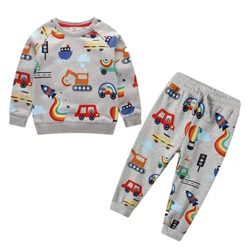 Baby Fantje Risanka Kompleti Oblačil Otrok Zimska Oblačila Avtomobilov Natisnjeni Toplo Sweatsets za Fante, Dekleta, Otroci, Oblačila