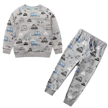 Baby Fantje Risanka Kompleti Oblačil Otrok Zimska Oblačila Avtomobilov Natisnjeni Toplo Sweatsets za Fante, Dekleta, Otroci, Oblačila