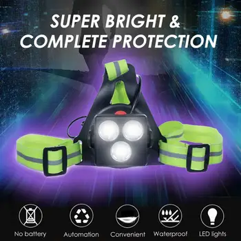 Prsi Teče Luč Za Tekače In Tekačem Z Nastavljivim Snopom In Reflektorjem USB LED Polnilna Kolo Svetlobe