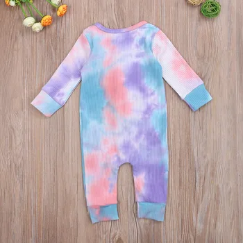 2020 Baby Fantje Dekleta Romper Bombaž Dolg Rokav Tie Dye Natisni Dolgimi Rokavi Jumpsuit Za Malčke Oblačila Jeseni Otroška Oblačila