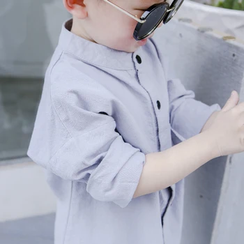 Kitajski slog bombaž perilo baby fantje belo srajco starost 1-6 let fant, dolg rokav vrhovi 2019 pomlad preprosto priložnostne otroška majica