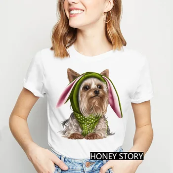 Camiseta con estampado de Yorkshire Terier par mujer, remera de tacón alto con estampado de perro y Yorkshire Terier, playera