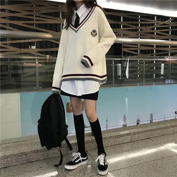 Visoka Kakovost Pulover, Majica Japonski Učenci Šole Enotno Dekle Ženske Pulover Z Dolgimi Rokavi Pomlad Jesen Jk Uniforme Brezrokavniki