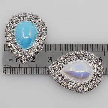 Voda Drop10pc 25*32mm AB barve pearl Dvakrat zapored kristalno gumb silver obrti oblačila okrasite DIY broška scrapbooking