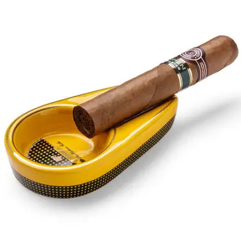 1Pc COHIBA Klasično Rumeno Keramični Antislip Žep Cigare, Cigarete Pepelnik Stati Eno Cigaro Imetnika