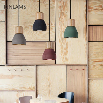 4 barvni kratek Mansarda Skandinavski Slog, les, Cement Obesek luči sodobnih Svetlobe led E27 kabel lučka Restavraciji dnevno sobo, cafe spalnica