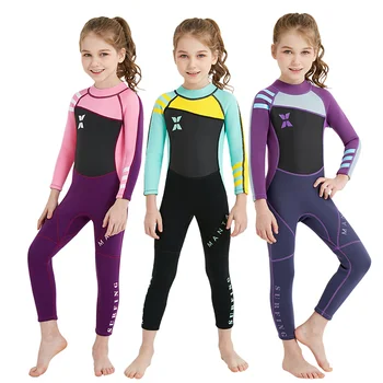 2,5 mm Otrok Potapljaške obleke, Kopalke Neoprenska Obleka Za Dekleta, Otroci, Surfanje, Plavanje Obleko Baby Dekle Viseče Kopalke